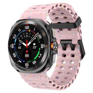 For Samsung Galaxy Watch Ultra 47mm Dual Buckle Colorful Dots Silicone Watch Band(Pink)