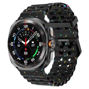 For Samsung Galaxy Watch Ultra 47mm Dual Buckle Colorful Dots Silicone Watch Band(Black)