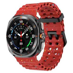 For Samsung Galaxy Watch Ultra 47mm Dual Buckle Colorful Dots Silicone Watch Band(Red)