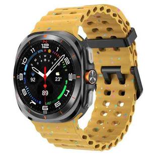For Samsung Galaxy Watch Ultra 47mm Dual Buckle Colorful Dots Silicone Watch Band(Yellow)