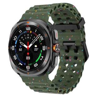 For Samsung Galaxy Watch Ultra 47mm Dual Buckle Colorful Dots Silicone Watch Band(Army Green)