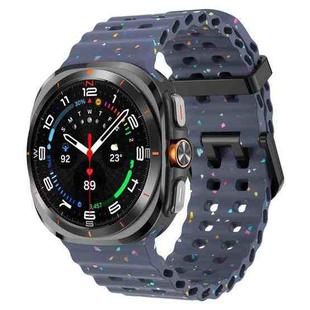For Samsung Galaxy Watch Ultra 47mm Dual Buckle Colorful Dots Silicone Watch Band(Blue Gray)