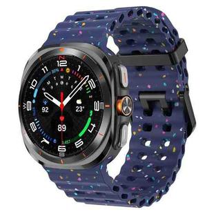 For Samsung Galaxy Watch Ultra 47mm Dual Buckle Colorful Dots Silicone Watch Band(Midnight Blue)