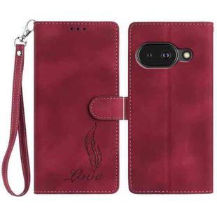 For Google Pixel 9a Skin Feel Embossed Feather Leather Phone Case(Red)