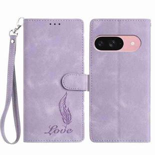 For Google Pixel 10 Skin Feel Embossed Feather Leather Phone Case(Purple)