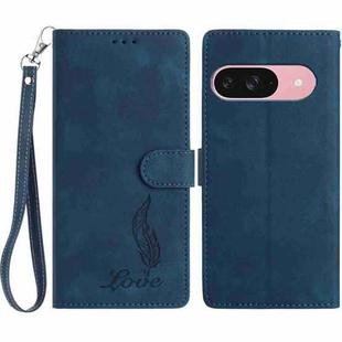 For Google Pixel 10 Skin Feel Embossed Feather Leather Phone Case(Dark Blue)