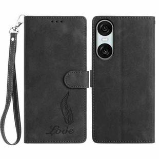For Sony Xperia 10 VI Skin Feel Embossed Feather Leather Phone Case(Black)