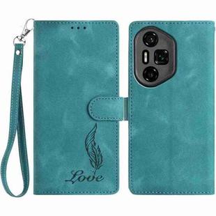 For Honor 300 Skin Feel Embossed Feather Leather Phone Case(Green)
