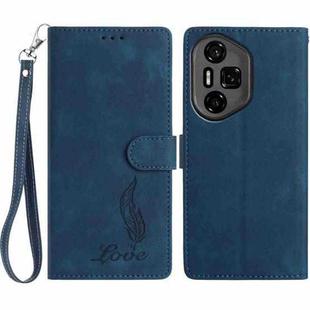 For Honor 300 Pro Skin Feel Embossed Feather Leather Phone Case(Dark Blue)