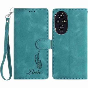 For Honor 200 Skin Feel Embossed Feather Leather Phone Case(Green)