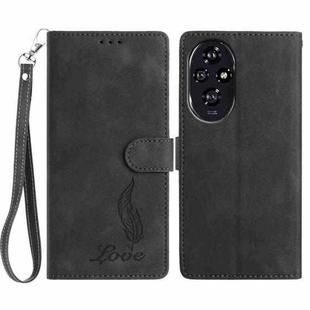 For Honor 200 Skin Feel Embossed Feather Leather Phone Case(Black)