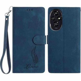 For Honor 200 Skin Feel Embossed Feather Leather Phone Case(Dark Blue)