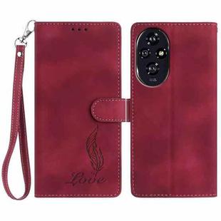 For Honor 200 Skin Feel Embossed Feather Leather Phone Case(Red)