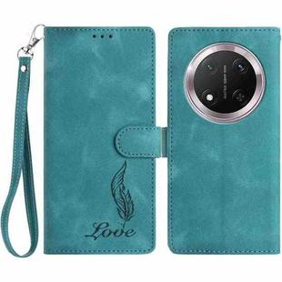 For Honor X9c Skin Feel Embossed Feather Leather Phone Case(Green)