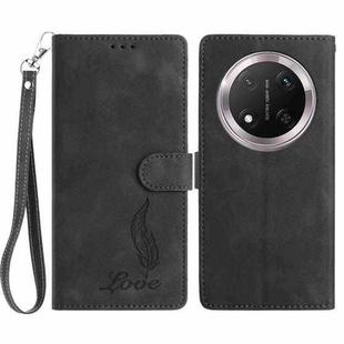 For Honor X9c Skin Feel Embossed Feather Leather Phone Case(Black)