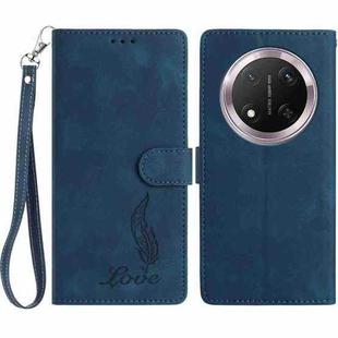 For Honor X9c Skin Feel Embossed Feather Leather Phone Case(Dark Blue)