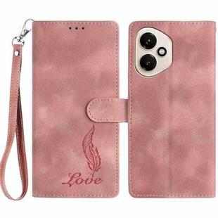 For Honor 400 Global 156.5mm Skin Feel Embossed Feather Leather Phone Case(Pink)
