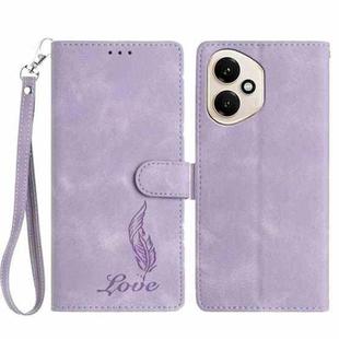 For Honor 400 Global 156.5mm Skin Feel Embossed Feather Leather Phone Case(Purple)