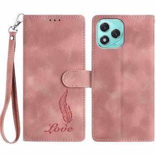 For Honor 400 Lite Global Skin Feel Embossed Feather Leather Phone Case(Pink)