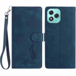 For Honor 400 Lite Global Skin Feel Embossed Feather Leather Phone Case(Dark Blue)