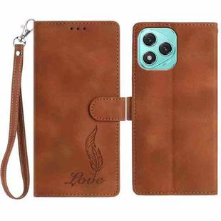 For Honor 400 Lite Global Skin Feel Embossed Feather Leather Phone Case(Brown)