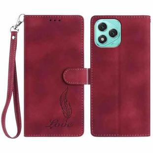 For Honor 400 Lite Global Skin Feel Embossed Feather Leather Phone Case(Red)