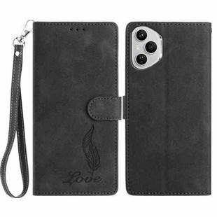 For Honor 400 Pro Global 160.8mm Skin Feel Embossed Feather Leather Phone Case(Black)