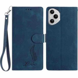 For Honor 400 Pro Global 160.8mm Skin Feel Embossed Feather Leather Phone Case(Dark Blue)