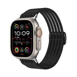For Apple Watch 46mm / 49mm / 45mm / 44mm Breathable Nylon Fish Line Weaving Watch Band(Black)