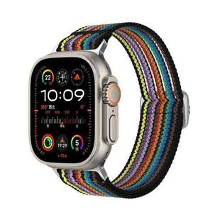 For Apple Watch 46mm / 49mm / 45mm / 44mm Breathable Nylon Fish Line Weaving Watch Band(Rainbow)