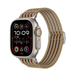 For Apple Watch 46mm / 49mm / 45mm / 44mm Breathable Nylon Fish Line Weaving Watch Band(Milk Tea)