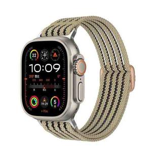 For Apple Watch 46mm / 49mm / 45mm / 44mm Breathable Nylon Fish Line Weaving Watch Band(Khaki)