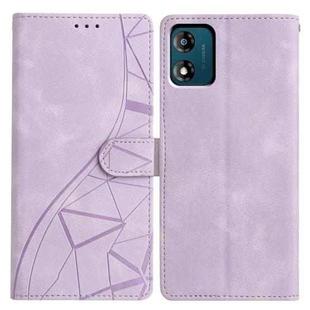 For Motorola Moto E13 Triangles Embossed Leather Phone Case(Purple)