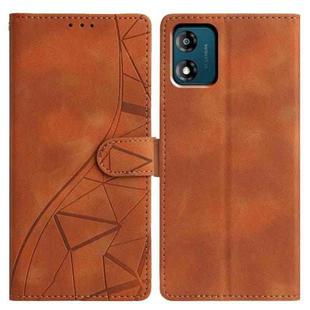 For Motorola Moto E13 Triangles Embossed Leather Phone Case(Brown)