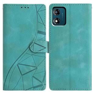 For Motorola Moto E13 Triangles Embossed Leather Phone Case(Green)