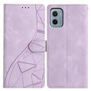 For Motorola Moto E15 Triangles Embossed Leather Phone Case(Purple)