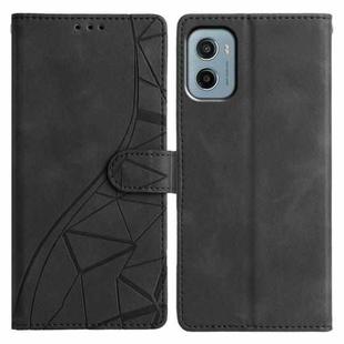 For Motorola Moto E15 Triangles Embossed Leather Phone Case(Black)