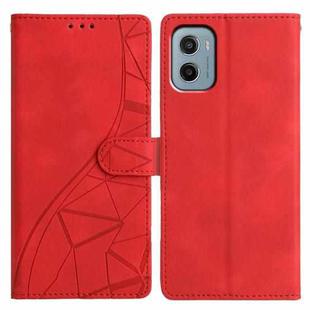 For Motorola Moto E15 Triangles Embossed Leather Phone Case(Red)