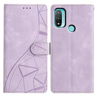 For Motorola Moto E20 / E30 / E40 Triangles Embossed Leather Phone Case(Purple)