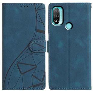 For Motorola Moto E20 / E30 / E40 Triangles Embossed Leather Phone Case(Blue)