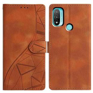 For Motorola Moto E20 / E30 / E40 Triangles Embossed Leather Phone Case(Brown)