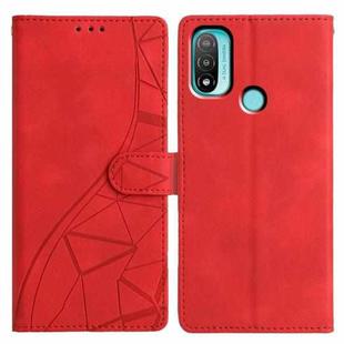For Motorola Moto E20 / E30 / E40 Triangles Embossed Leather Phone Case(Red)