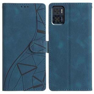 For Motorola Moto E22 Triangles Embossed Leather Phone Case(Blue)