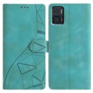 For Motorola Moto E22 Triangles Embossed Leather Phone Case(Green)