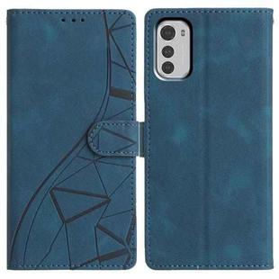 For Motorola Moto E32 Triangles Embossed Leather Phone Case(Blue)