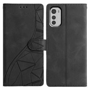 For Motorola Moto E32 Triangles Embossed Leather Phone Case(Black)