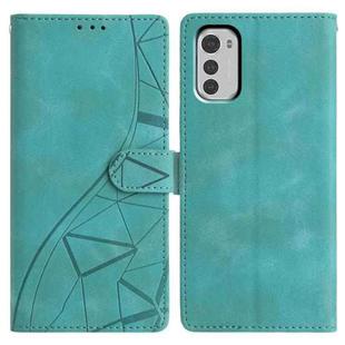 For Motorola Moto E32 Triangles Embossed Leather Phone Case(Green)