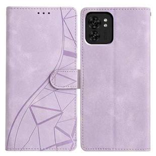 For Motorola Edge 40 Triangles Embossed Leather Phone Case(Purple)