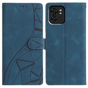 For Motorola Edge 40 Triangles Embossed Leather Phone Case(Blue)