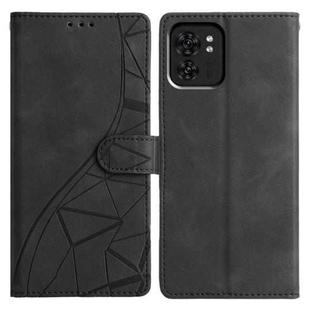 For Motorola Edge 40 Triangles Embossed Leather Phone Case(Black)